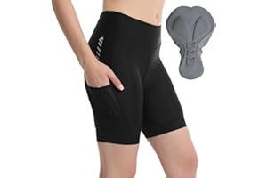 Lo.gas Radlerhose Damen Gepolstert,Fahrradhose Damen Radhose Kurze High Waist Elastische Radshorts Atmungsaktive Bike Hose Mit Tasche