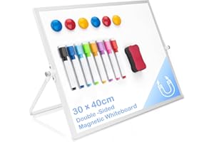 ​Pechor Magnetic Desktop Whiteboard 30 X 40 cm Double Sided Dry Erase White Board A3 Small Mini Whiteboard with Stand, Whiteboard Easel Kit for Drawing in School Home Office