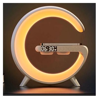 Rhythm Atmosphere Lamp, Wireless Charger Bedside Lamp Sunrise Wake-up Lamp Alarm Clock Nightstand Lamp, Intelligent Lamp with Charging Station, Blue Tooth Speaker Wireless Charger LED Night Light
