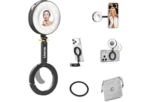 ULANZI ML05 Magnetiskt selfieljus för iPhone, dubbel magnet LED-ringljus med spegel, 9 000 K CRI≥97, vidvinkelbelysning, mobi