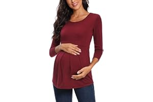 Love2Mi Damen Schwanger Umstandsmode 3/4 Ärmel Umstandsbluse Schön und Elegant T-Shirt