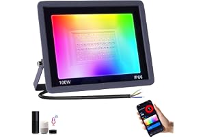 Fosingut RGBCW LED-strålkastare utomhus 100W,Smart RGB-färgskiftande strålkastare med appkontroll dimbar,Musicsynk,Timer,IP66