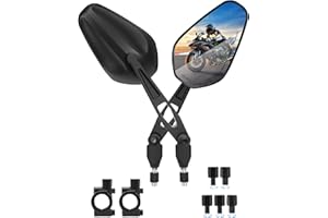 SUPAREE Espejo Retrovisor Moto Universal Espejos Moto Plegables Espejos Retrovisores Moto Homologados Giratorio de 360°con E-mark M10/M8 para Dirt Bike Scooter Moped Cruiser ATV 2 Piezas