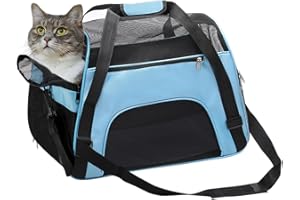 DONYER POWER Soft Sided Pet Carrier for Dogs & Cats Comfort Airline Approved Under Seat Travel Tote Bag Backpack, Reisetasche für Kleintiere mit Mesh Top und Sides,BLUE S