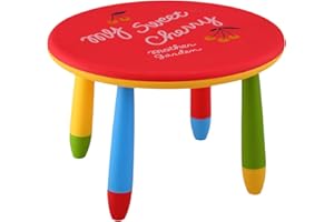 ARANAZ Mueblear 90049 - Mesa infantil redonda de plástico, desmontable, para niños, color Rojo