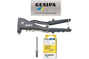 GESIPA | Nietenzange Set Gripfast NTH + 100 PolyGrip Alu - Nieten 4,0 x 10,0mm | Nietbereich: 0,5-6,5mm | Ideales Set aus Nietzange und Blindnieten für Heimwerker & Handwerker | Von Profis für Profis