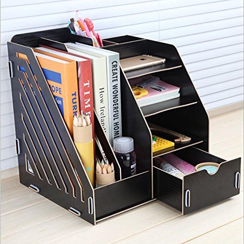 Wooden Office Desktop Storage Box Information Shelf Children's Student Bookshelf Folder File Box File Bar , 29*25.5*2*cm