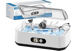 Ultraljudsrengörare 650 ml, 49000Hz Professionell Ultraljudstvätt med 5 åskfunktioner, Djuprengöring vid 360, Ultraljudsrengörare för Smycken, Glasögon, Klockor, Ringar, Halsband