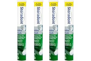 PHELEAM 4 Pack Active Fresh Denture Cleaning Tablets - 120 Tablets, False Teeth Cleaner, Retainer, Denture & Mouth Guard Sterilising Tablets, Multipack Bundle for Fresh Hygiene and Stain Removal