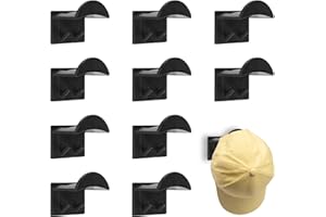 FOGBUSH Adhesive Hat Hooks for Wall, 10Pcs Hat Rack for Wall Hat Hooks Hats Storage Baseball Cap Storage Cap Holder No Drilling Hats Rack for Walls Mounted Organizer Hangers for Walls Door Closet Bedroom