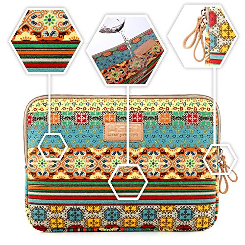 Laptophülle, Original UrCover® Laptop-Tasche aus Leinen im Canvas Bohème Look Netbook iPad Air 2 Laptop-Tasche Notebook Hülle LifeBook-Tasche 10 Zoll