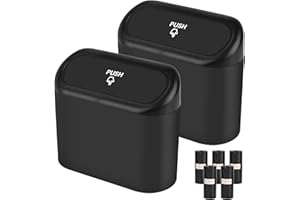 TOSAVGA 2 Stück Mülleimer Auto mit 75pc Müllsäcke, Auto Mülleimer Innenraum mit Deckel, Auto Aufbewahrungsbox Klein, Hängende Automülleinmer, Wasserdicht und Geruchsdicht für Autos, Schlafzimmer, Büro