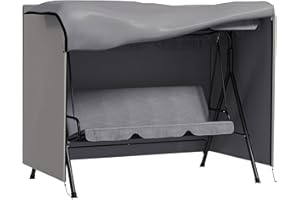 Outsunny Hollywoodschaukel Abdeckung 3 Sitzer, Wasserabweisend Winterfest Schutzhülle für Gartenschaukel, UV-Beständig Abdeckplane, Abdeckhaube, Reißfest 600D Oxford Gewebe, 205x124x164cm Grau