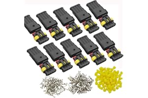DONJON 4 pin Connector Kit,Car Way Waterproof Connector,10 Kits Automotive Electrical Connectors Series Terminals for Car,Truck, Boat