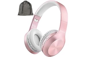 Rydohi Bluetooth Headphones Over Ear, 68H Playtime and 3 EQ Music Modes Wireless Headphones with Microphone/Deep Bass, HiFi Stereo Foldable Lightweight Headset for PC Home Travel Office (ROSE GOLD)