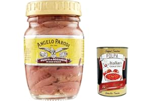 ‎ITALIAN GOURMET E.R. Angelo Parodi Filetti Di Acciughe In Olio D'oliva, Sardellenfilets in Olivenöl 90 g + Italian Gourmet Polpa di Pomodoro 400g