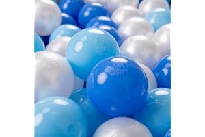 KiddyMoon 100 ∅ 7Cm Balles Colorées Plastique pour Piscine Enfant Bébé Fabriqué en EU, Baby Blue/Bleu/Perle