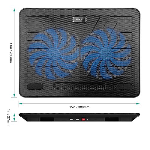 AUKEY Laptop Kühler 12-17 Zoll, 2 Lüfter mit LEDs, 2 USB-Ports, Cooling Pad, Notebook Cooler Ständer Kühlpad Kühlmatte (CP-R3) - 7
