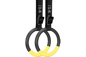 BOOSTEADY Set d'Anneaux de Gymnastique Professionnels - Anneaux Olympiques avec 4,6m Sangle en Nylon Réglable, Anneaux Traction ABS Antidérapant pour Ringe Gym Intérieur & Extérieur (Jusqu'à 1200 lbs)