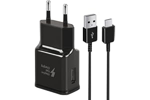 KAIMENGLONG Adaptive Cargador Rápido para Samsung Galaxy S22 S21 S21FE S21+ S20FE S20 S20 Ultra S10 S10e S9 S8 A80 A72 A71 A51 A52 A53 5G/Note 20/10/9/8, con Kit de Cable USB Tipo C de 1,5 m, Negro