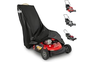 DOCEPERT Outdoors Lawn Mower Cover Waterproof Heavy Duty 420D Polyester Oxford Push Mower Cover Fit With Handle & Cover Storage Bag, Black