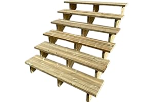 VINUOVO Escalier extérieur Bois. 2 à 7 Marches.Escalier en kit, en Bois Autoclave. pour Jardin. Balcon et Terrasse (6 marches sans Contre-marches. 120 cm)