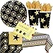 Produktbild 93-teiliges Partyset * HOLLYWOOD STAR ATTRACTION * für Geburtstag oder Silvester // mit Teller + Becher + Servietten + Einladungen + Tischdecke + Deko // Prinzessin Stars Dekoration Sterne Gold Feier