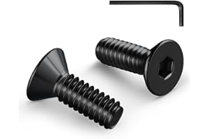 Wavanta 20Pcs M6 Bolts, M6 X 25mm Black Countersunk Bolts Screws, Flat Head Hex Socket Cap Screws, 304 Stainless Steel, Full Thread, with Hex Spanner