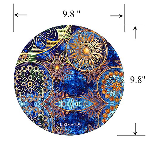 Gaming Mauspad(250 x 250 x 3 mm) ,Lizimandu Silent Designer Runde Round Mousemat /Standard Size mit Anti-Rutsch-Leder-Runde Double Sided Durchmesser 25 cm für alle gängigen Mouse-Typen(Blaue Blume/Blue Flower) - 3