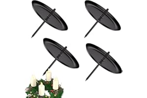 LanpoVista Adventskranz Kerzenhalter 6cm: 4 Stück Advents Kerzenständer für Stumpenkerzen | Metall Adventskerzenhalter mit Dorn | Weihnachtskranz Deko | Schwarz