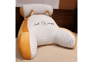 ‎JODIMITTY Jodimitty Lesekissen für Bett und Sofa 70 x 50 cm Plüsch Rückenkissen mit Armen und Kopfstütze, Reading Pillow Komfort Kuschelkissen für Erwachsene (Gelber Corgi)
