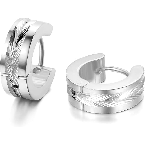 Bungsa Orecchini A Cerchio Unisex In Acciaio Inox 316L Con Strisce Colorate - Larghezza 4 Mm, Ipoallergenici, Disponibili In 4 Colori