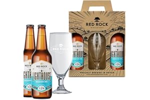 Red Rock Brewery Traditional British Ale Gift Set with Glass - 2x 500ml Bottles of English Beer (Lighthouse IPA 3.9%