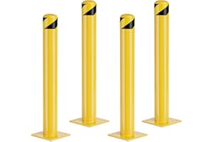 AILATIMOGO Parking Bollard Post, Bollards Steel, 4.5 Inch Diameter Bollard Covers, Yellow Powder Coated Safety Parking Barrier Post, for Traffic Sensitive Areas (4, 48inch)
