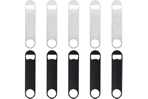 HEXINYIGJLY Paquete de 10 abridores de botellas planos, abridor de botellas de cerveza de acero inoxidable, abridor de botellas de camarero resistente para cocina, bar, restaurante, fiesta, hombres y mujeres