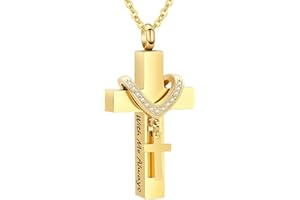 InfuMemo Cremation Jewelry for Ashes Pendant - Cross Urn Necklace with Mini Keepsake Urn Memorial Ashes Jewelry - With Me Always