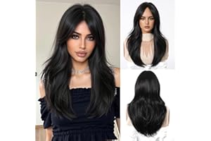 Esmee Lange Gerade Dunkelbraune Perücke für Frauen mit Vorhang Pony Natürliche Synthetische Haar Perücken für den täglichen Gebrauch Party