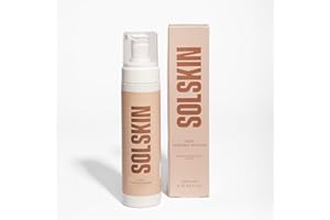 SOLSKIN Tanning Mousse with Hyaluronic Acid & Aloe for Natural Bronze Glow - Fast-drying Fake Tan, Moisturising Formula for Sensitive Skin, Streak-Free, Vegan & Cruelty-Free, 200ml (Medium Deep)