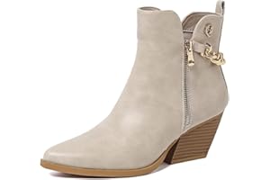 QUEEN HELENA Camperos Botas Texani Bajos con Tacón Western Cowboy Botas con Cremallera Lateral Punta de las Mujeres X28-101