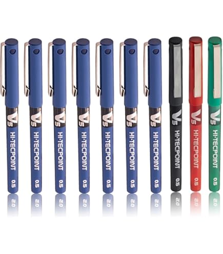 Pilot BX V5 gesorteerde kleur verpakking Hi-Tecpoint Extra fijne rollerball pen 0,5 mm punt punt 0,3 mm lijnbreedte (elk 1 7 kleuren - zwart rood blauw groen violet roze lichtblauw
