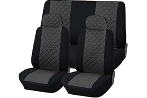 Auto Accessori Lupex - Coprisedili auto universali, colore grigio scuro nero, set fodere protezione sedili anteriori e posteriori, poliestere trapuntato, comfort interno, no suv