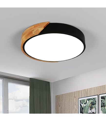 Lucide 77184/45/30 Plafonnier, 15 W, Noir, Bois