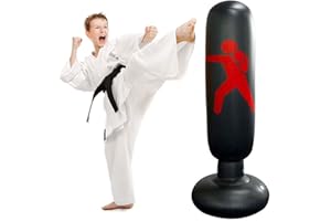 JanTeelGO Sac de Boxe 160cm, Gonflable de Boxe autoportant Tour Stand Fitness Target Sac, MMA Punching Coup de Formation Tumbler Sac pour Les Enfants Adultes Soulager Body Building Pression