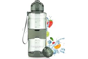 FORWEWAY Sports Water Bottles BPA-Free Tritan Leakproof Plastic Water Bottle with Filter Reusable Big Drink Water Bottles Durable for Fitness Outdoor Camping Hiking (1.5L Green)
