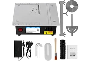 YUMILI Mini sierra circular de mesa, mini sierra de mesa portátil 96W, fuente de alimentación de 7 velocidades, hoja de sierra de 0,1 a 15 mm ajustable multifuncional para proyectos de bricolaje en madera