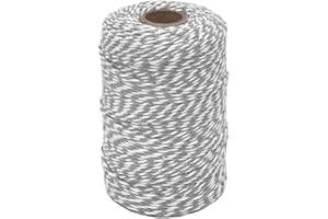TENN WELL Bäckergarn, 2 mm starke gestreifte Bastelschnur aus Baumwolle, für Küche, Kochen, Gartenarbeit, Geschenkverpackungen, Floristik und Bündelung, 200 Meter