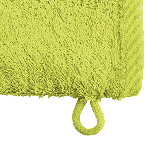 Lanudo® Luxus 10er Set Waschlappen / Waschhandschuhe 16×21 cm, 600g/m², 100% Baumwolle, Serie Pure Line in höchster Qualität, Farbe: Lime-Gelb/Limone - 4