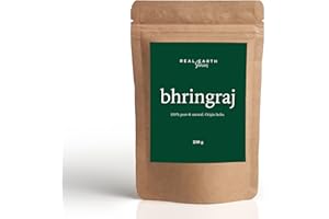 Bhringraj ekologiczny proszek 250 g – naturalny roślinny Eclipta Alba – Real Earth Stories – do porostu włosów, zagęszczacz włosów – doskonała odżywka do włosów – Made in India