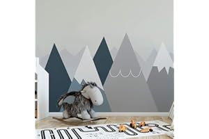 AMBIANCE STICKER Wandtattoo, selbstklebend, für Kinder, Dekoration, riesige skandinavische Berge, für Babyzimmer, Anouka, 50 x 120 cm