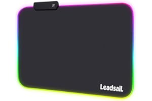 LeadsaiL Tappetino per Mouse da Gioco RGB con 12 Luci Tappetino per Mouse in Gomma Impermeabile Antiscivolo Migliora precisione e velocità Adatto per computer e laptop - 35.5 * 25.5cm